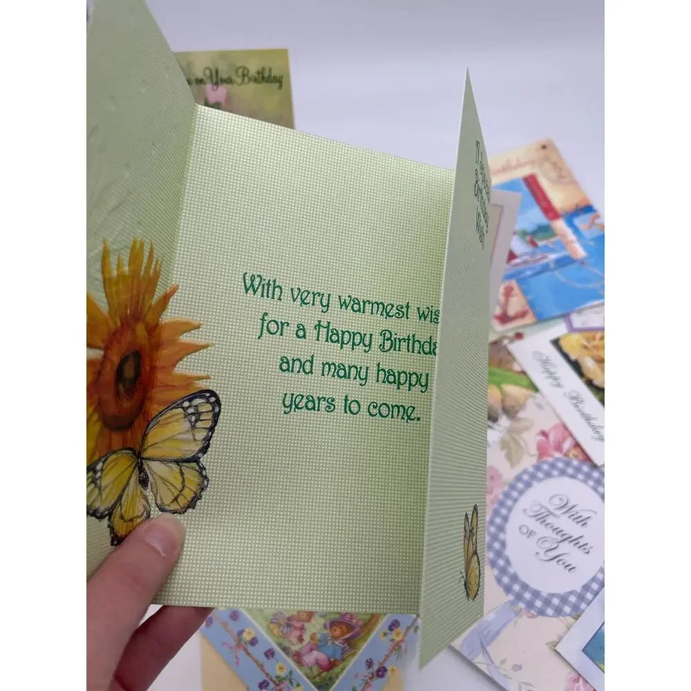 Lot of 20 Unused Happy Birthday Greeting Cards USA Made Floral Lighthouse Mixed